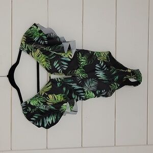 NWT Cacelin one piece swimsuit black with palm leaves